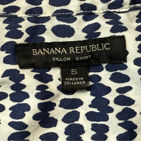 Banana Republic Dillon Shirt Button-Up White Blue Dots Size Small - Picture 5 of 8